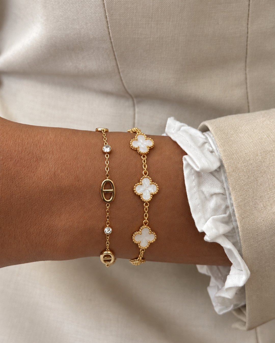 Bracelet Trèfle Nacré | Acier Inoxydable