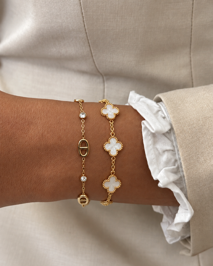 Bracelet Trèfle Nacré | Acier Inoxydable
